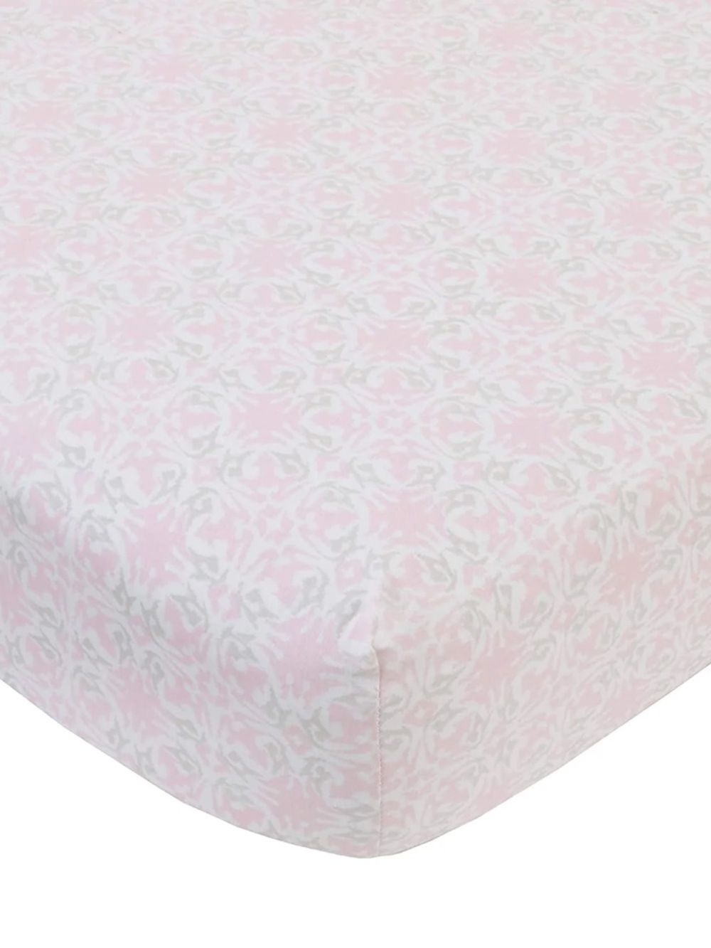 NoJo Serendipity  Pink Medallion 100% Cotton Fitted Crib Sheet, Pink, Grey, Ivo